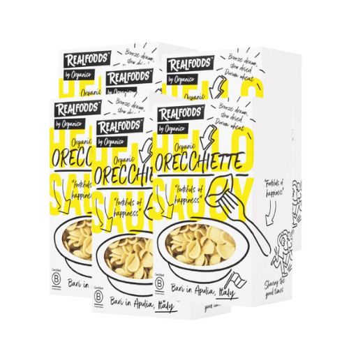 Realfoods by Organico | Organic Orecchiette Pasta Italian Slow-Dried Durum Wheat Pasta, Bronze-Cut, Vegan, No Preservatives, 500g (Pack of 3)