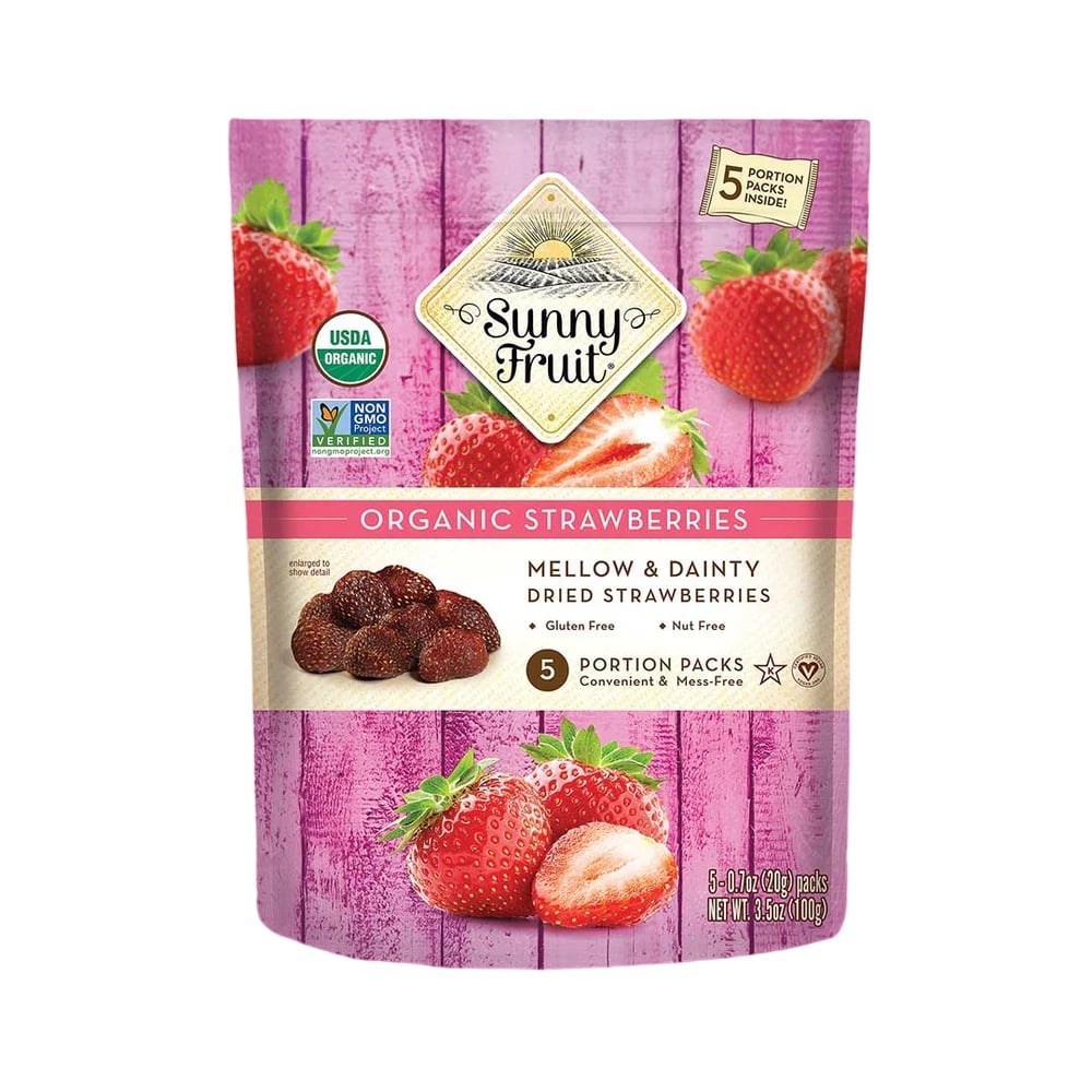 Sunny Fruit Organic Dried Strawberries Multipack 100g (Pack of 12)