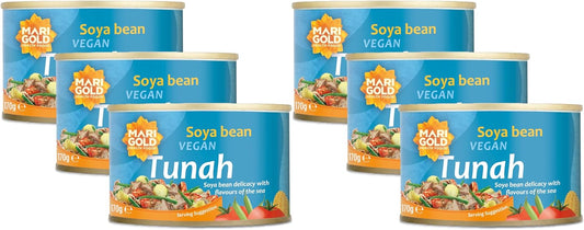 Marigold Vegan Tunah Soya Bean Tuna Alternative | High Protein, Ready to Eat, Plant-Based, 170g (Pack of 6)