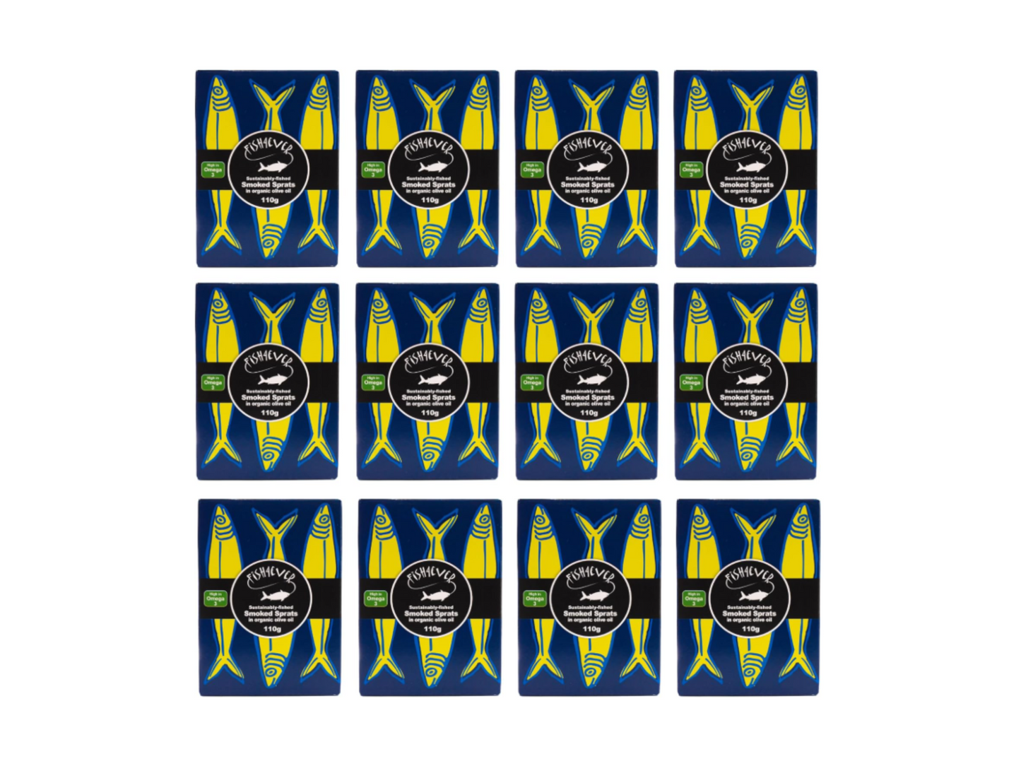 Fish 4 Ever | Smoked Sprats In Organic Extra Virgin Olive Oil, 110g (Pack of 12)