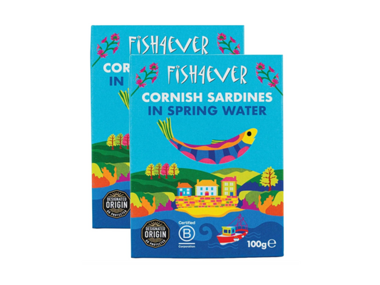 Fish 4 Ever | Cornish Sardines in Spring Water, 100g (Pack of 2)