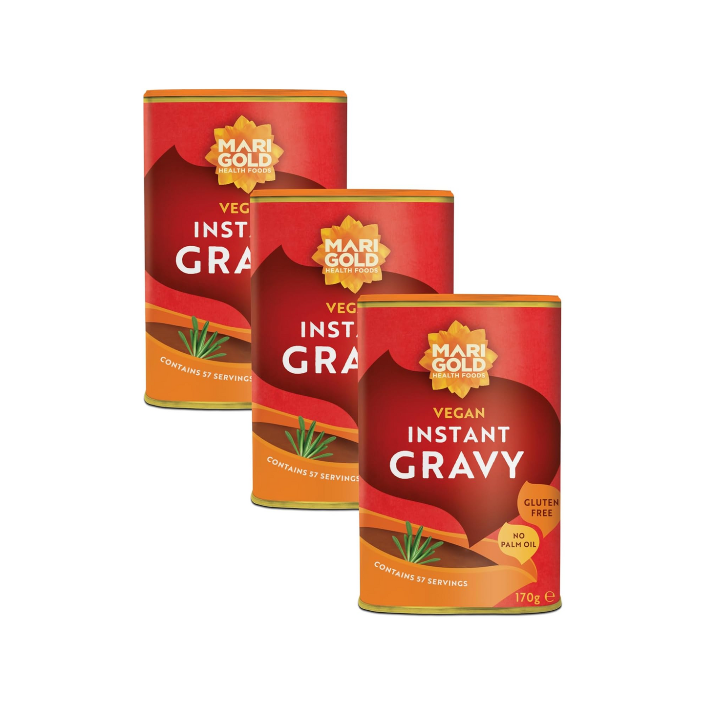 Marigold Vegan Instant Gravy - Gluten & MSG Free - 170g (Pack of 3)