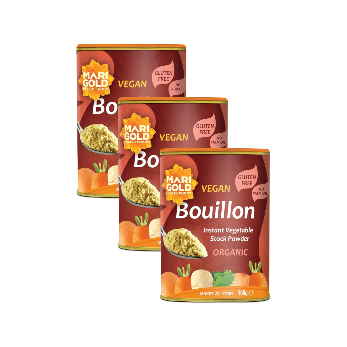 Marigold Vegan Bouillon Instant Vegetable Stock Powder Organic, 500g (Pack of 3)