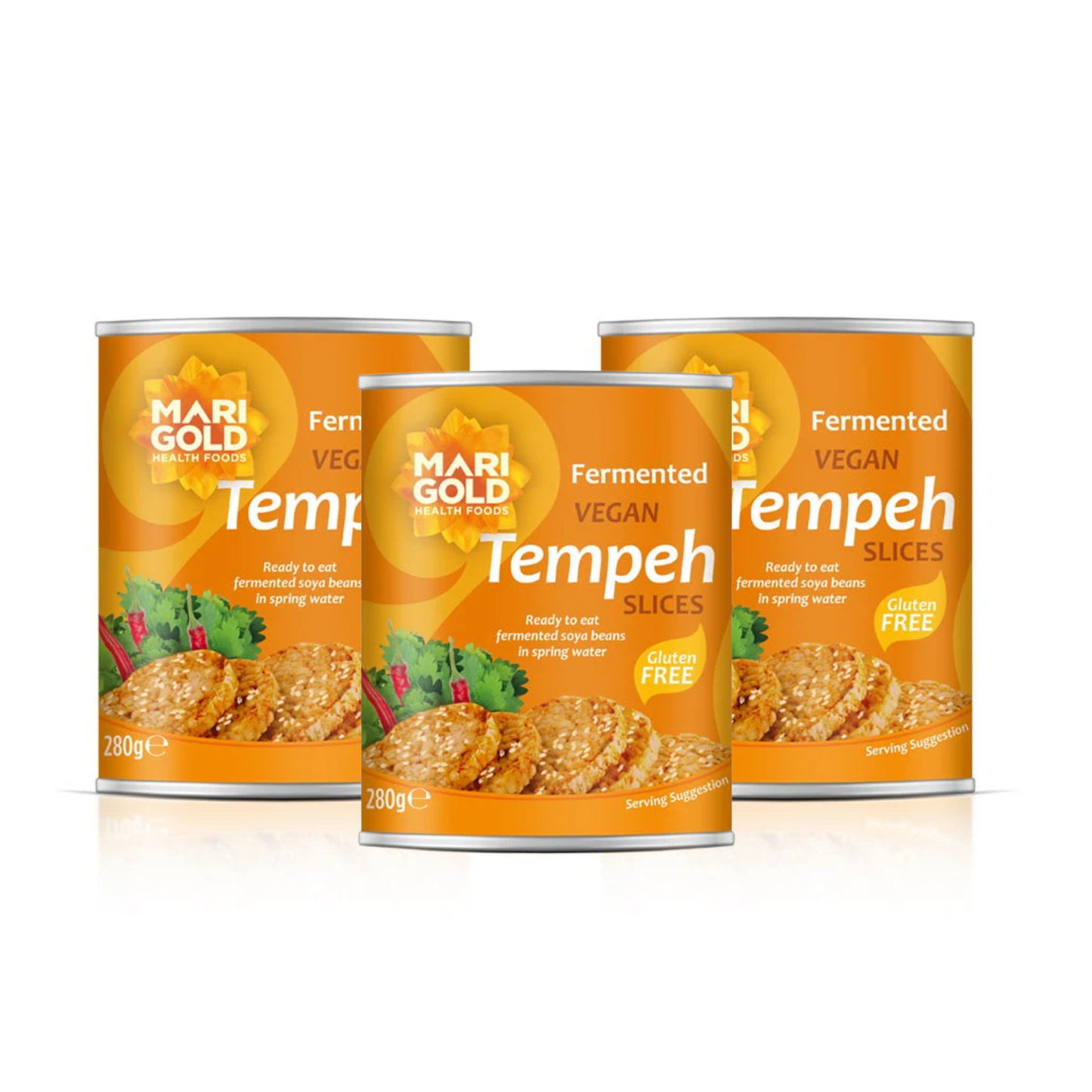 Marigold Fermented Vegan Tempeh Slices, Ready to Eat High Protein, Plant-Based, Mild Flavour, 280g (Pack of 3)