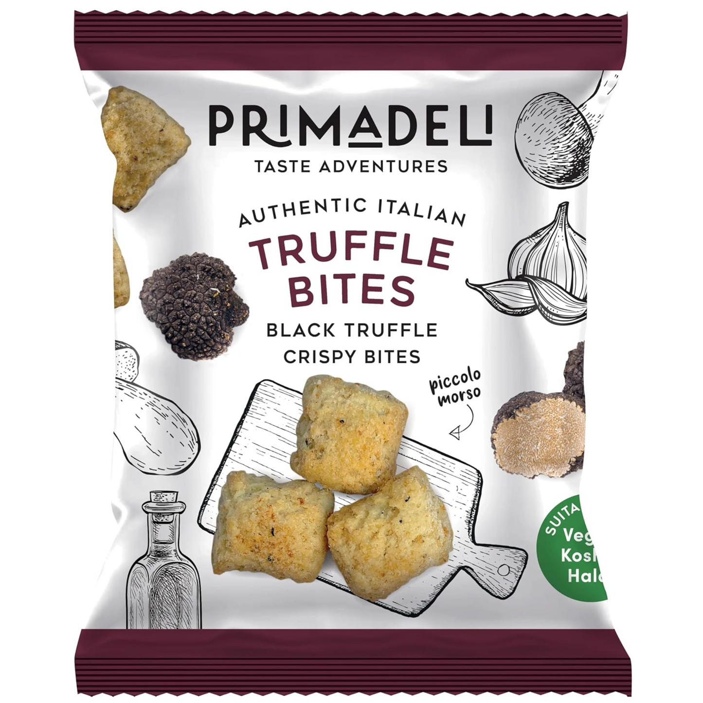 Primadeli - Black Truffle Crispy Bites - Truffle Bites - Vegan - 25g x 16 bags