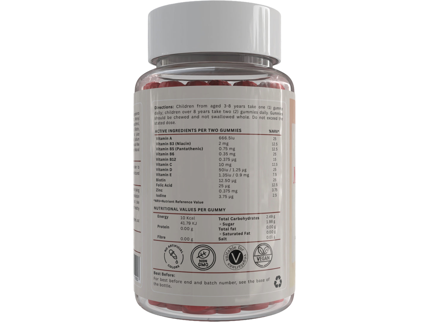 VivaGummies Kids Multivitamin & Mineral Gummies âÃÂàNatural Berry Flavour âÃÂàwith Vitamins A, B Complex, C, D, E, Biotin, Zinc âÃÂàNo Artificial Colours âÃÂàVegetarian & Vegan - 60 Gummies