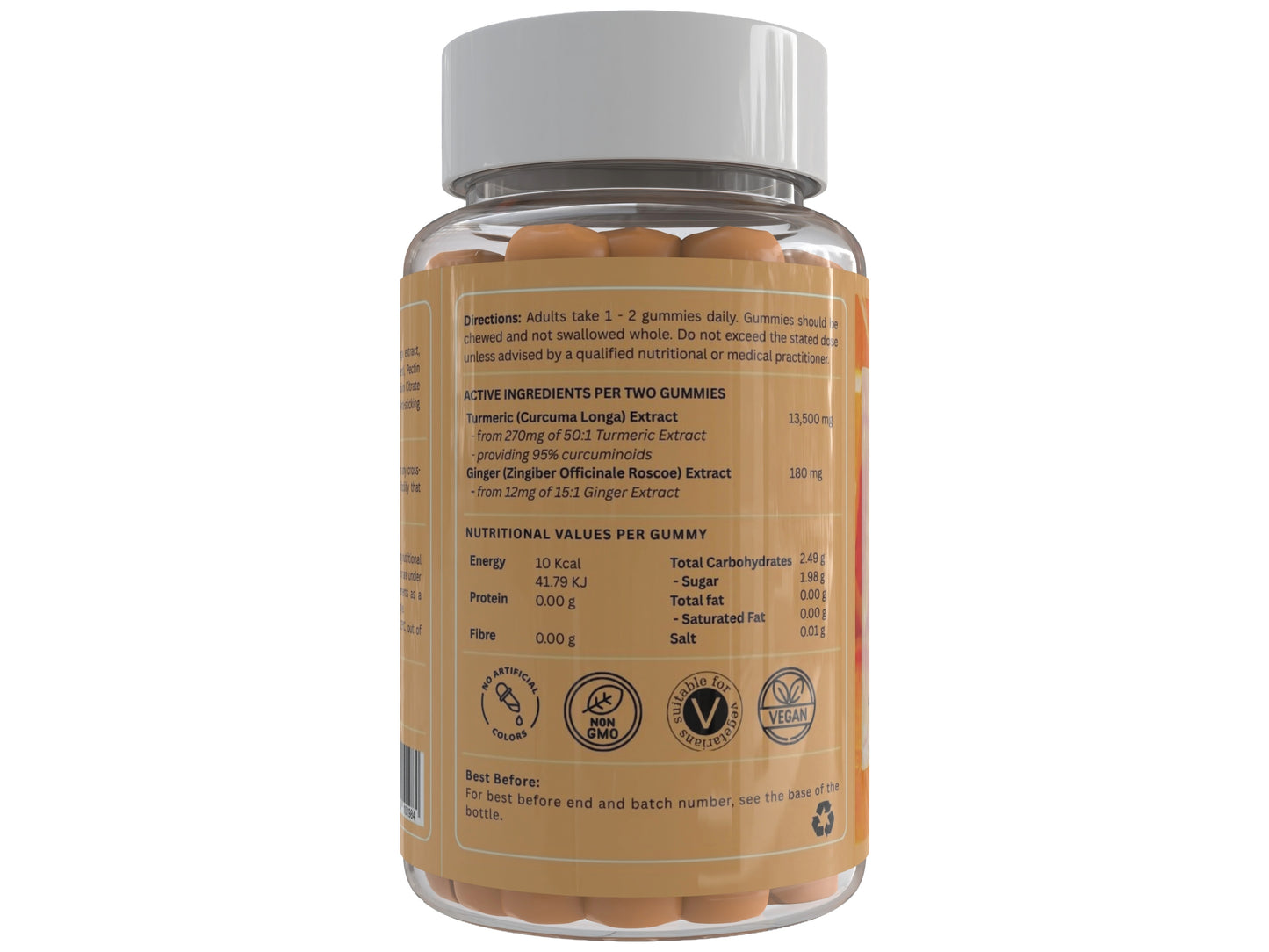 VivaGummies Turmeric & Ginger Gummies, High Strength Turmeric with Ginger, Natural Orange Flavour, Antioxidant & Wellness Support, Vegan, Non-GMO, 60 Gummies