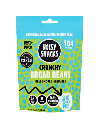 Noisy Snacks Crunchy Broad Beans Beef Brisket 100g (Pack of 7)