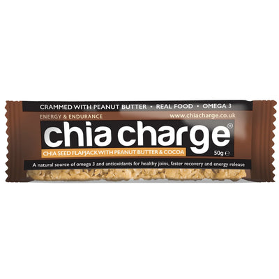 Chia Charge Peanut Butter, Cocoa & Chia Seed Flapjack 50g (Pack of 12)