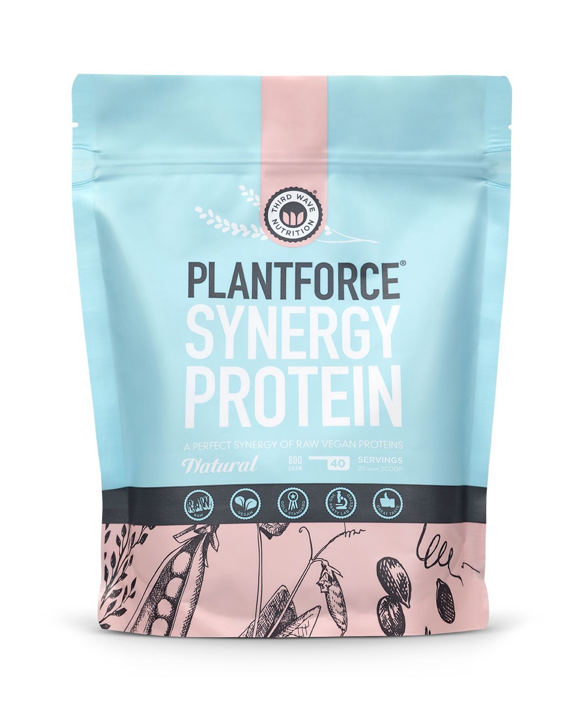Plantforce Synergy Protein Natural - Raw Vegan Proteins - 800g