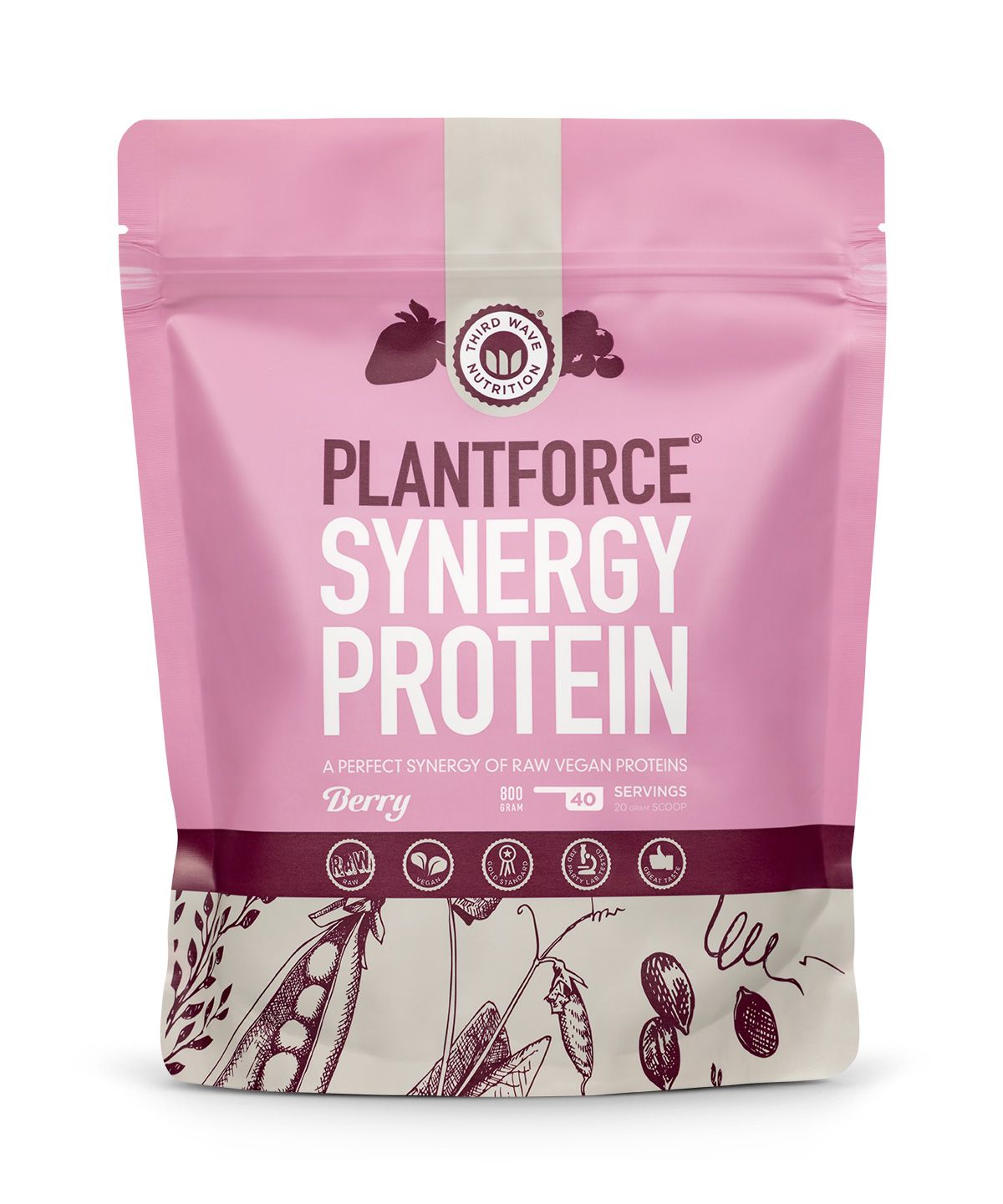 Plantforce Synergy Protein Berry - Raw Vegan Proteins - 800g