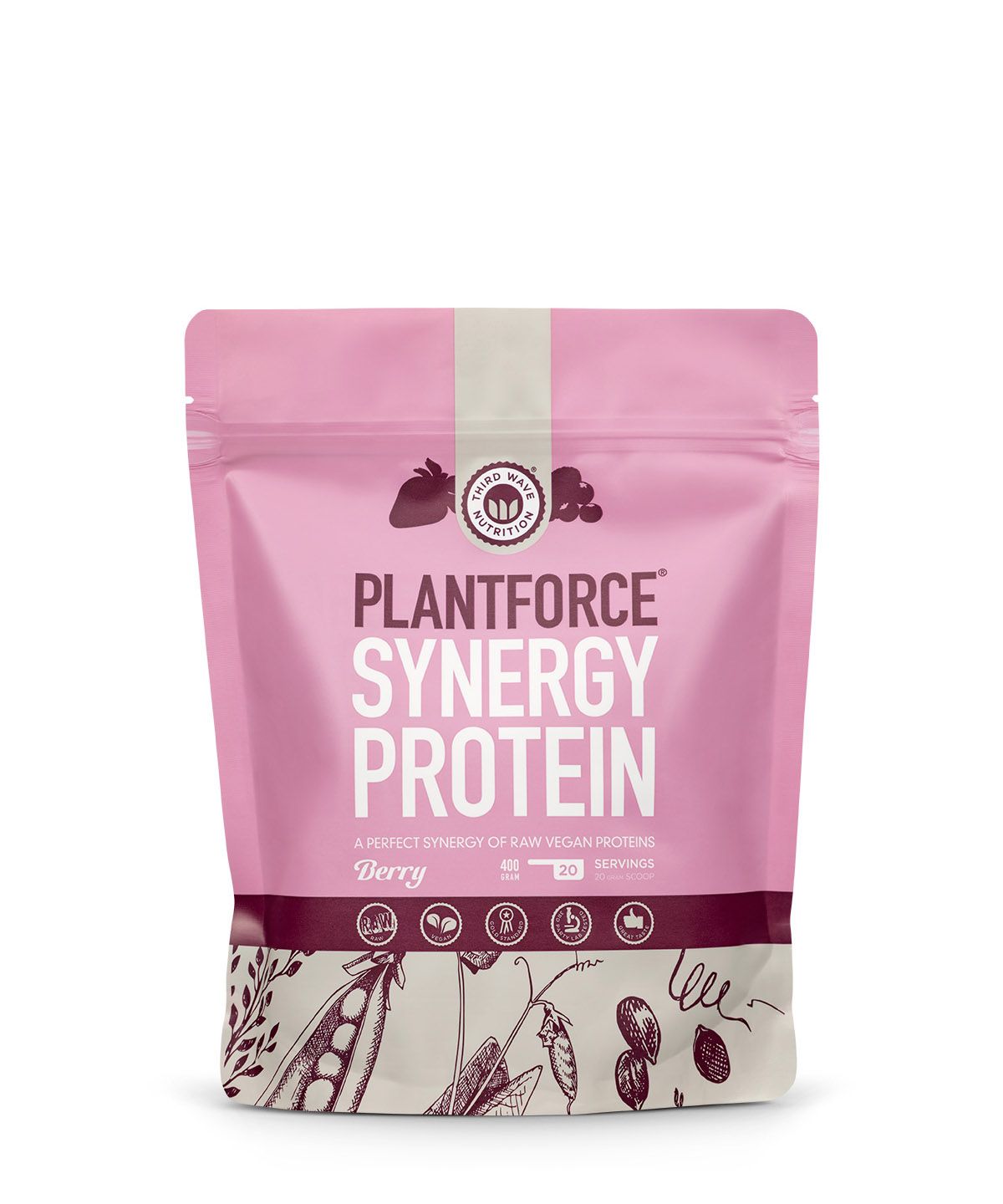 Plantforce Synergy Protein Berry - Raw Vegan Proteins - 400g