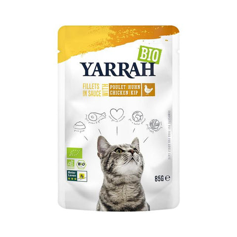 Yarrah Organic Cat Fillets with Chicken in Gravy 85g (Pack of 14)