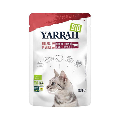 Yarrah Organic Cat Fillets with Beef in Gravy 85g (Pack of 14)