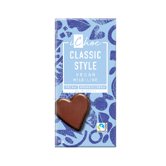iChoc Classic Style Vegan Chocolate Bar Organic 80g (Pack of 10)