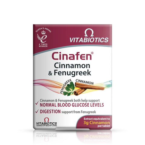 Vitabiotics Cinafen, Fenugreek & Cinnamon 60 Tablets (Pack of 4)