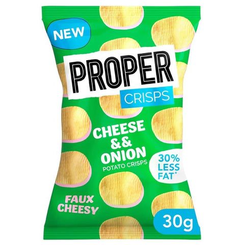 Proper Crisps Cheese & Onion 30g (Pack of 24)