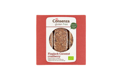Consenza Organic Flapjack Coconut-Cranberry 90g (Pack of 15)