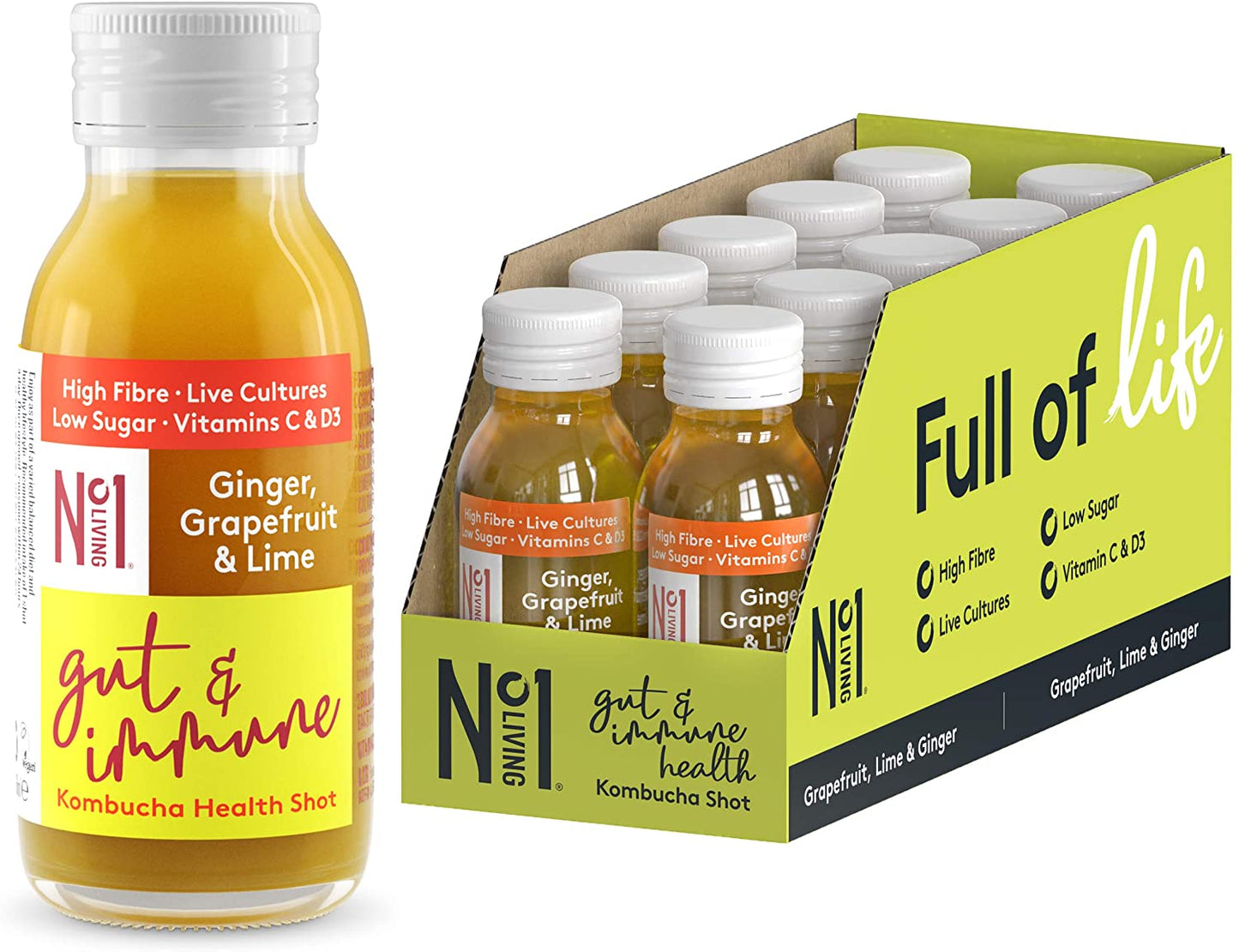 No.1 Living Gut & Immune Kombucha Shot 60ml (Pack of 10)