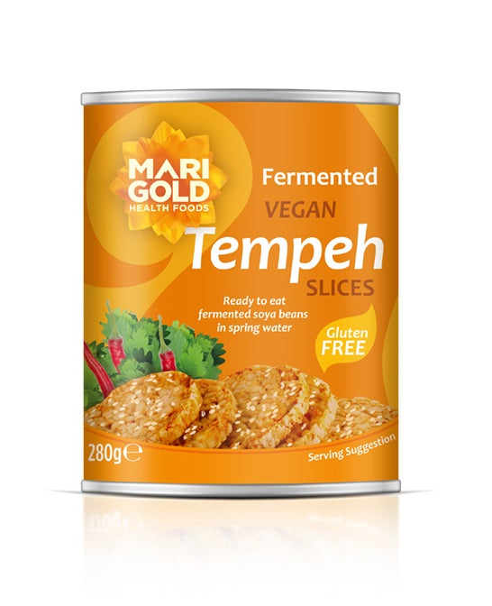 Marigold Fermented Vegan Tempeh Slices, Ready to Eat High Protein, Plant-Based, Mild Flavour, 280g (Pack of 6)