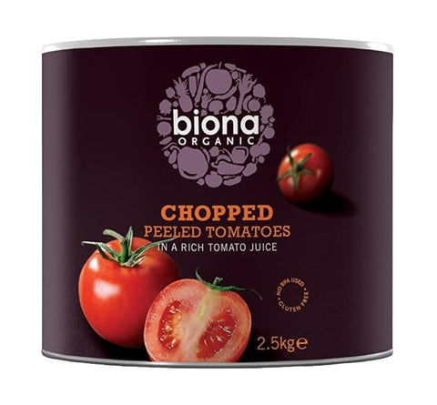 Biona Chopped Tomatoes Catering size Organic (drained wt.1.5kg) 2.5kg (Pack of 6)