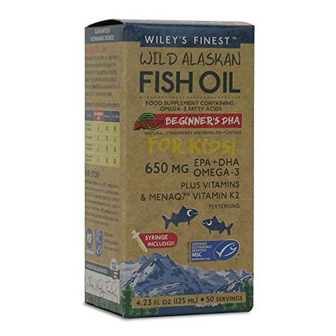 Wiley's Finest Wild Alaskan Fish Oil Beginner's DHA 650mg EPA & DHA For Kids 125ml
