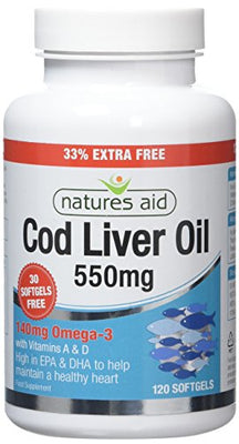 Natures Aid Cod Liver Oil 550mg 120 Caps