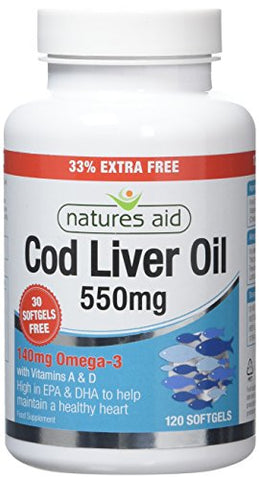 Natures Aid Cod Liver Oil 550mg 120 Caps