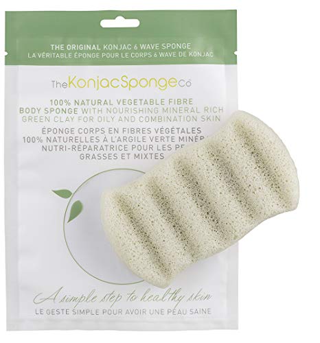 The Konjac Sponge Co Konjac Sponge Konjac 6 Wave Body Sponge - Green French Clay