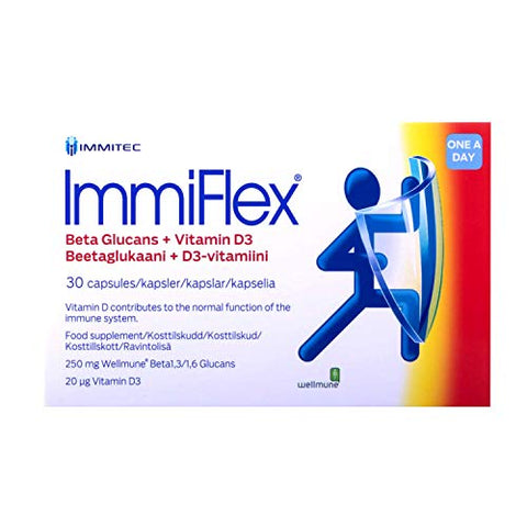 Immiflex Wellmune Beta Glucan + Vitamin D3 Vegetable 30 Capsules