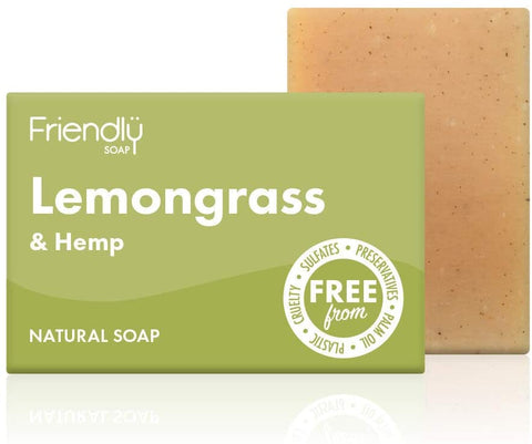 Friendly Soap Natural Handmade Lemon Grass and Hemp Soap 95g (Pack of 6)