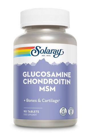 Solaray Glucosamine Chondroitin MSM - Bones and Cartilage - Lab Verified - Gluten Free 90 Tablets