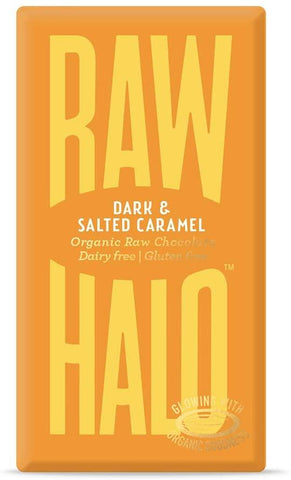 Raw Halo Dark + Salted Caramel Organic Raw Chocolate 35g (Pack of 10)