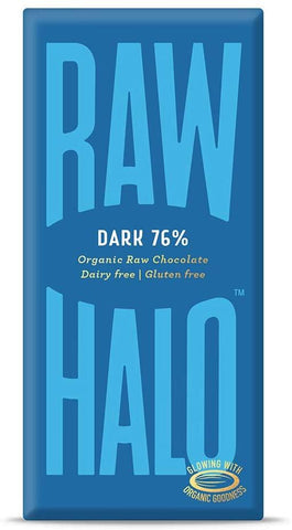 Raw Halo Dark 76% Organic Raw Chocolate 70g (Pack of 10)