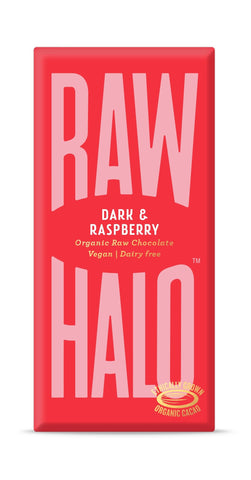 Raw Halo Dark + Raspberry Organic Raw Chocolate 70g (Pack of 10)