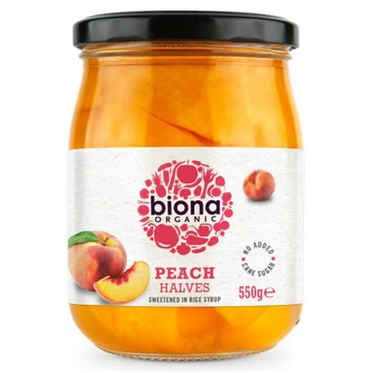 Biona Organic Peach Halves in Rice Syrup 550g