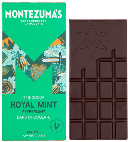 Montezuma'S Chocolate Royal Mint Organic 74% Dark Chocolate with Mint 90g