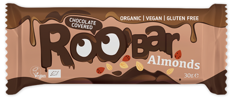 RooB Organic Chocolate Covered Almond Bar 30g (Pack of 16)