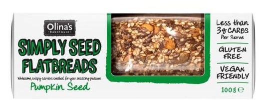 Olina'S Bakehouse Seeded Flatbread Gluten Free Pumpkin Seeds 100g