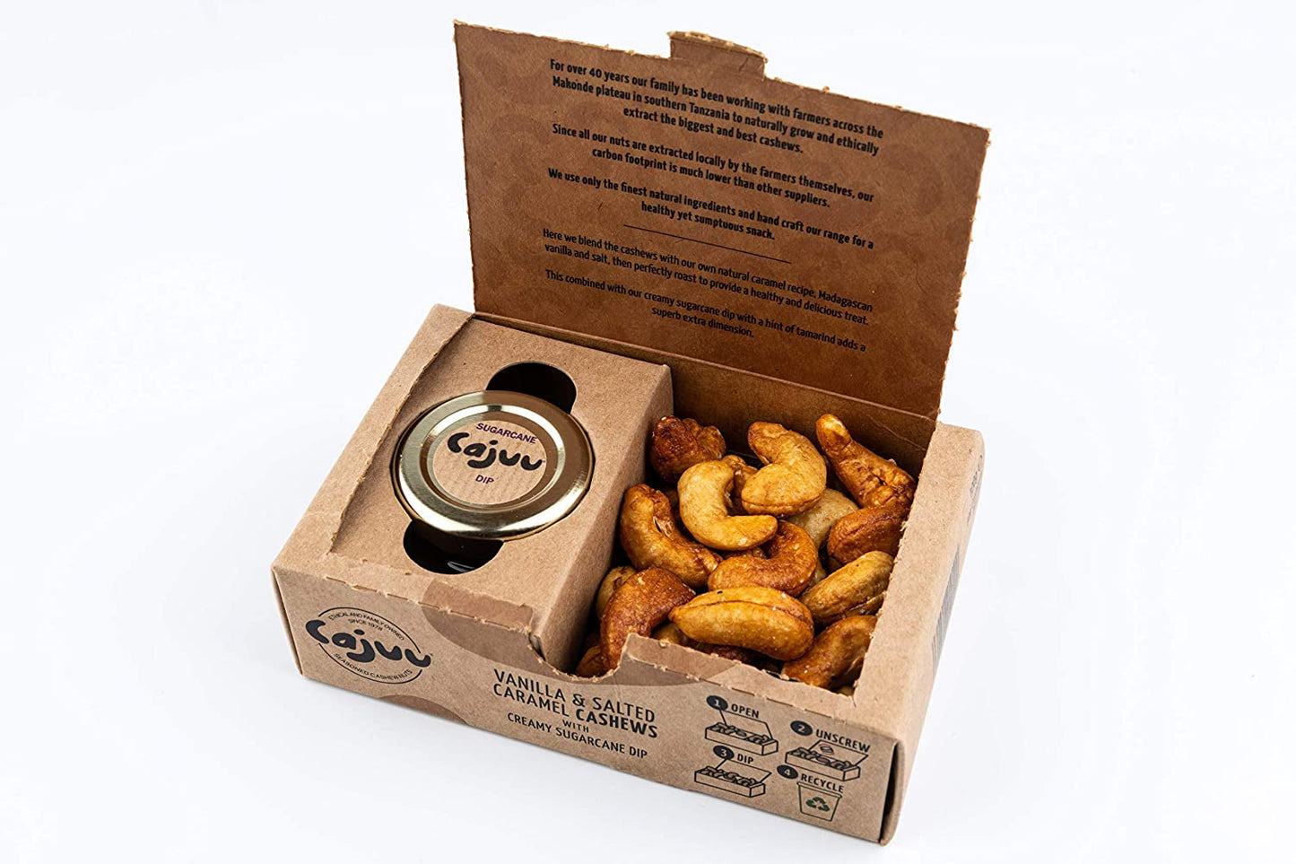 Cajuu Vanilla & Salted Caramel Cashew Tray With Sugarcane Dip 100g