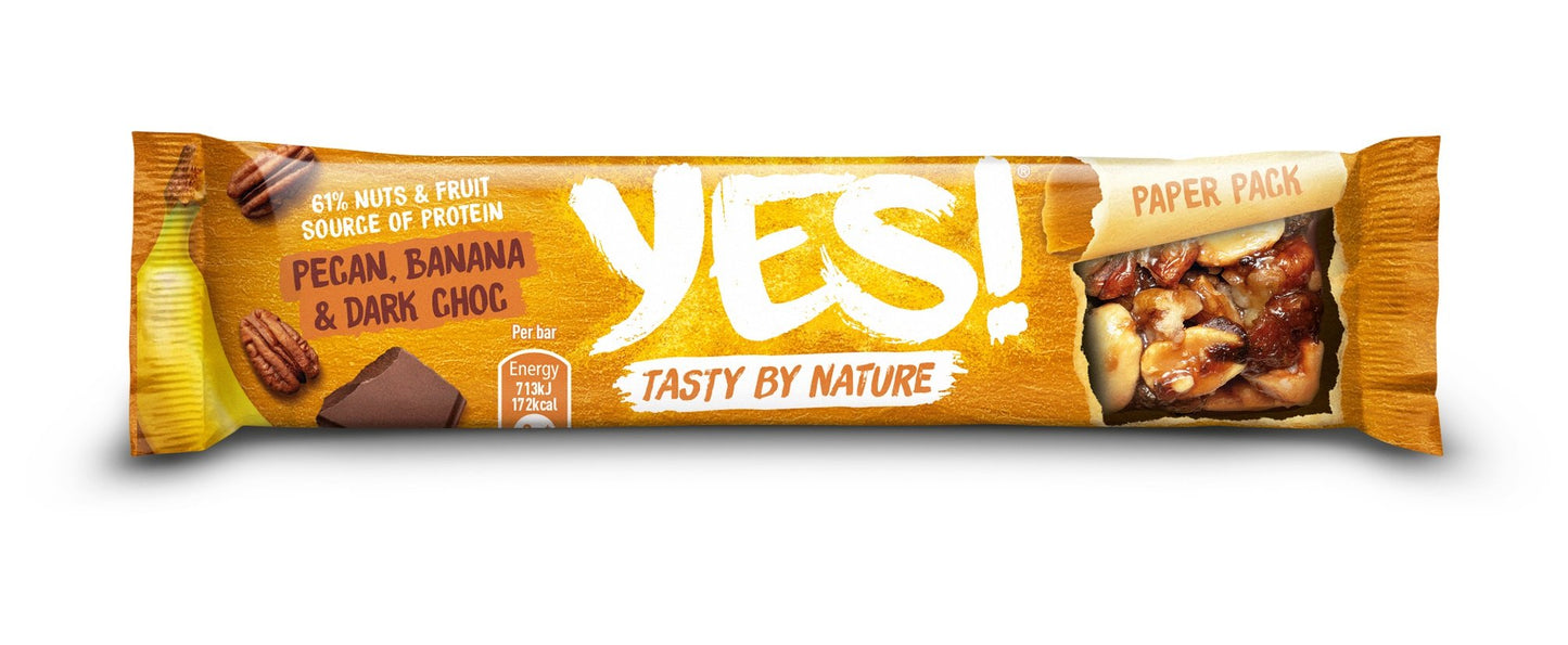 YES! Dark Chocolate Banana & Pecan Fruit & Nut Snack Bar 35g (Pack of 12)