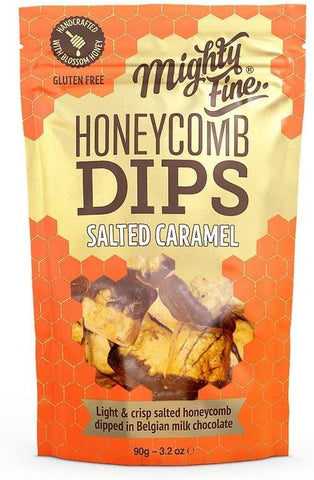 Mighty Fine Salted Caramel Honeycomb Dips 90g (Pack of 12)