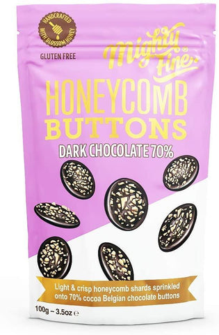 Mighty Fine Dark Chocolate Honeycomb Buttons 100g (Pack of 12)