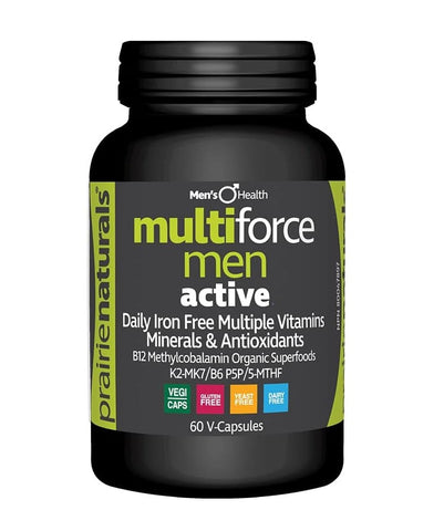 Prairie Naturals Multiforce Mens Daily Multiple Vitamins 60 V-cap (Pack of 6)
