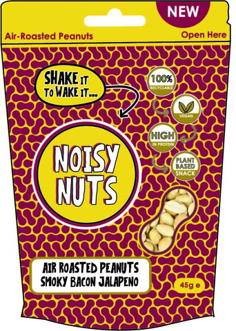 Noisy Snacks Noisy Nuts Smoky Bacon Jalapeno 45g (Pack of 9)