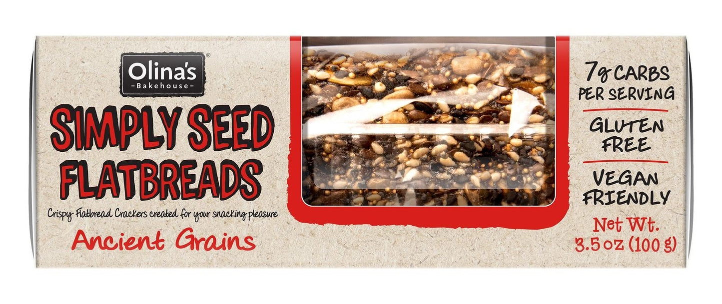 Olina'S Bakehouse Simply Seed Flatbreads - Ancient Seeds 100g (Pack of 10)