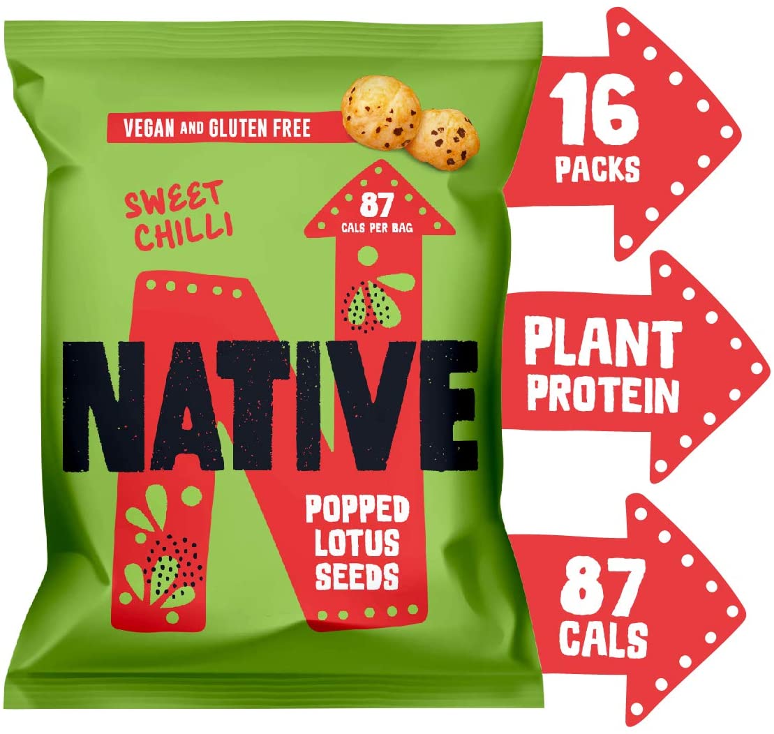 Native Snacks Popped Lotus Seeds Sweet Chilli 20g (Packof 16)