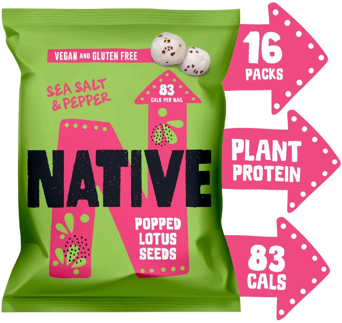Native Snacks Popped Lotus Seeds Sea Salt & Pepper 20g (Pack of 16)
