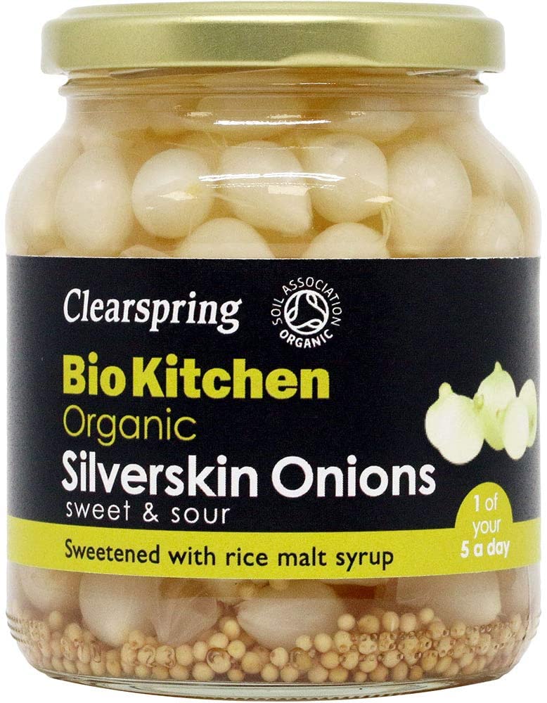 Clearspring Wholefoods Demeter Organic Silverskin Onions (Sweet & Sour) 340g (Pack of 6)