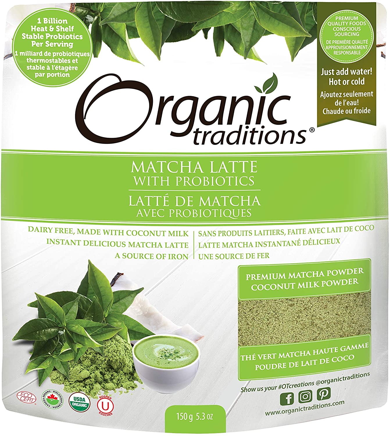 Organic Traditions Organic Matcha Latte With Probiotics 150g